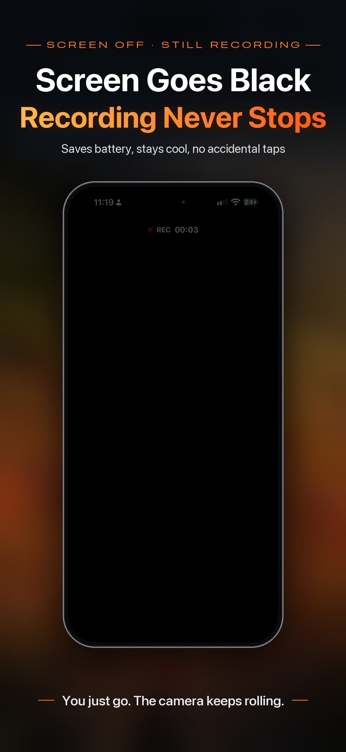 Screen goes black, recording never stops