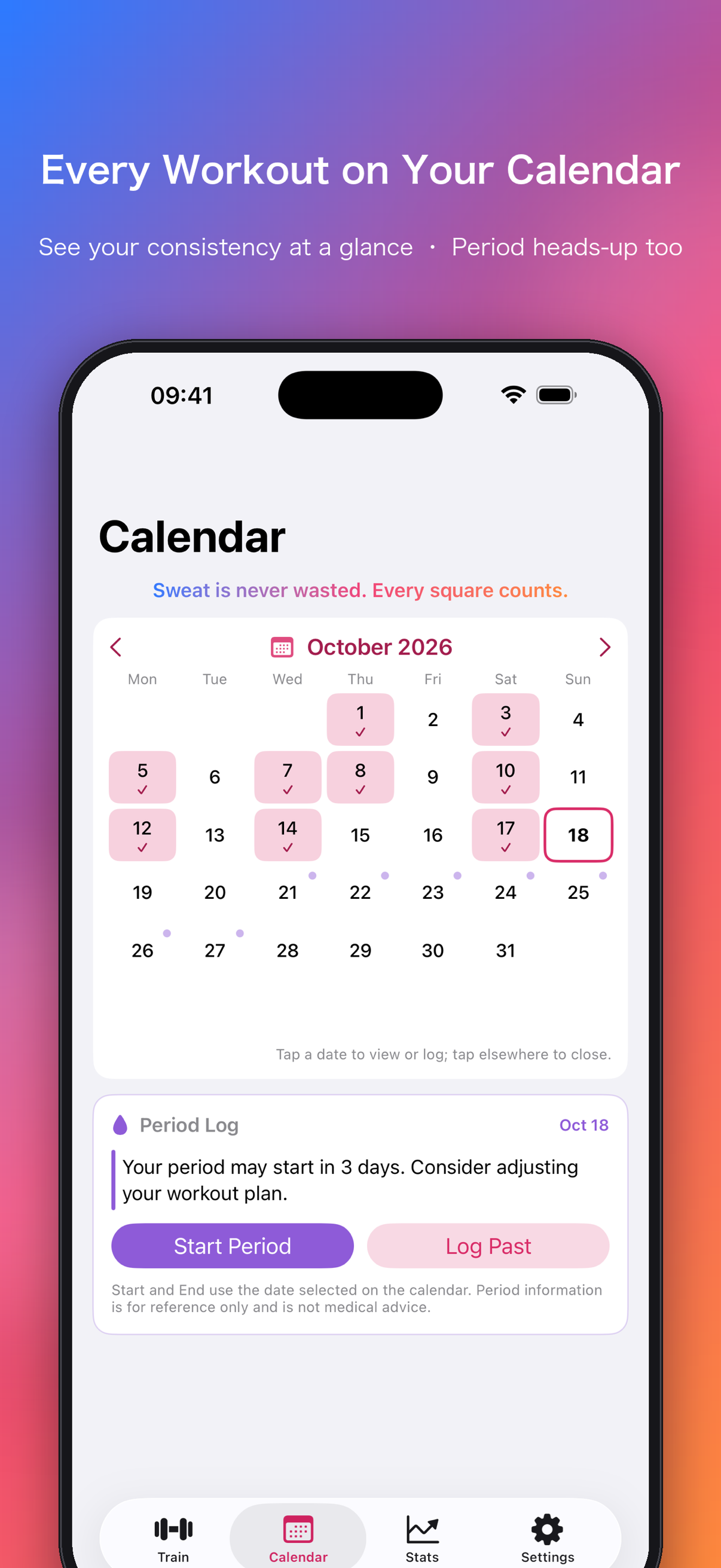 Every workout on your calendar