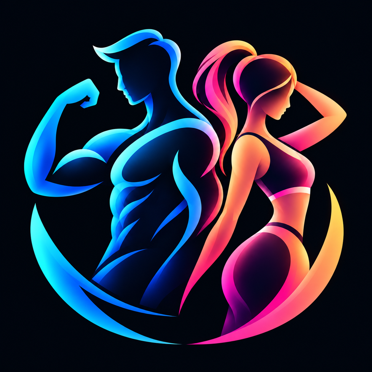 Trained Today neon fitness duo icon